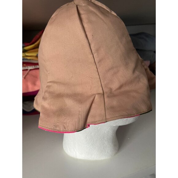 Vintage 1960\'s Hot Pink & Green Flowered Cotton Hat Reversible To A Beige Hat main image 6